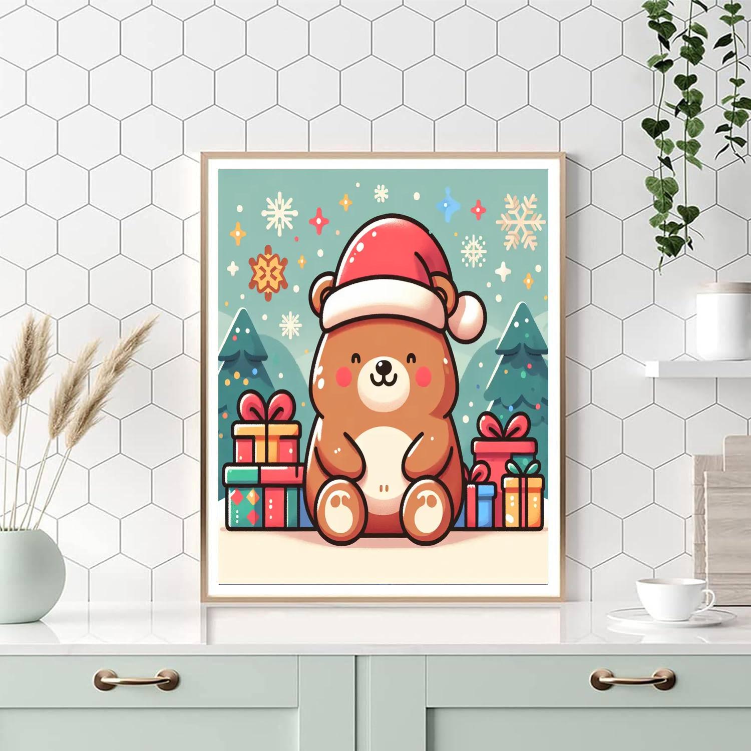 Jolly Christmas Bear Numbered Painting Kits