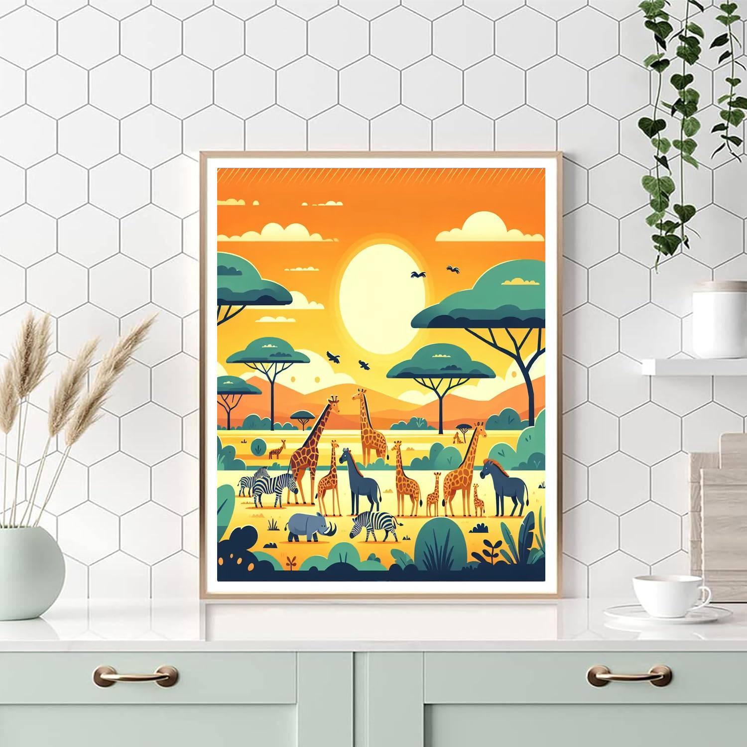 Safari Sunset Gathering Painting By Numbers Kit