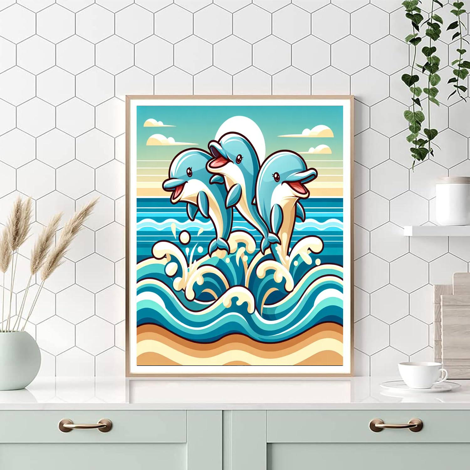 Sunny Seaside Fun With Dolphins Paint By Numbers Kits