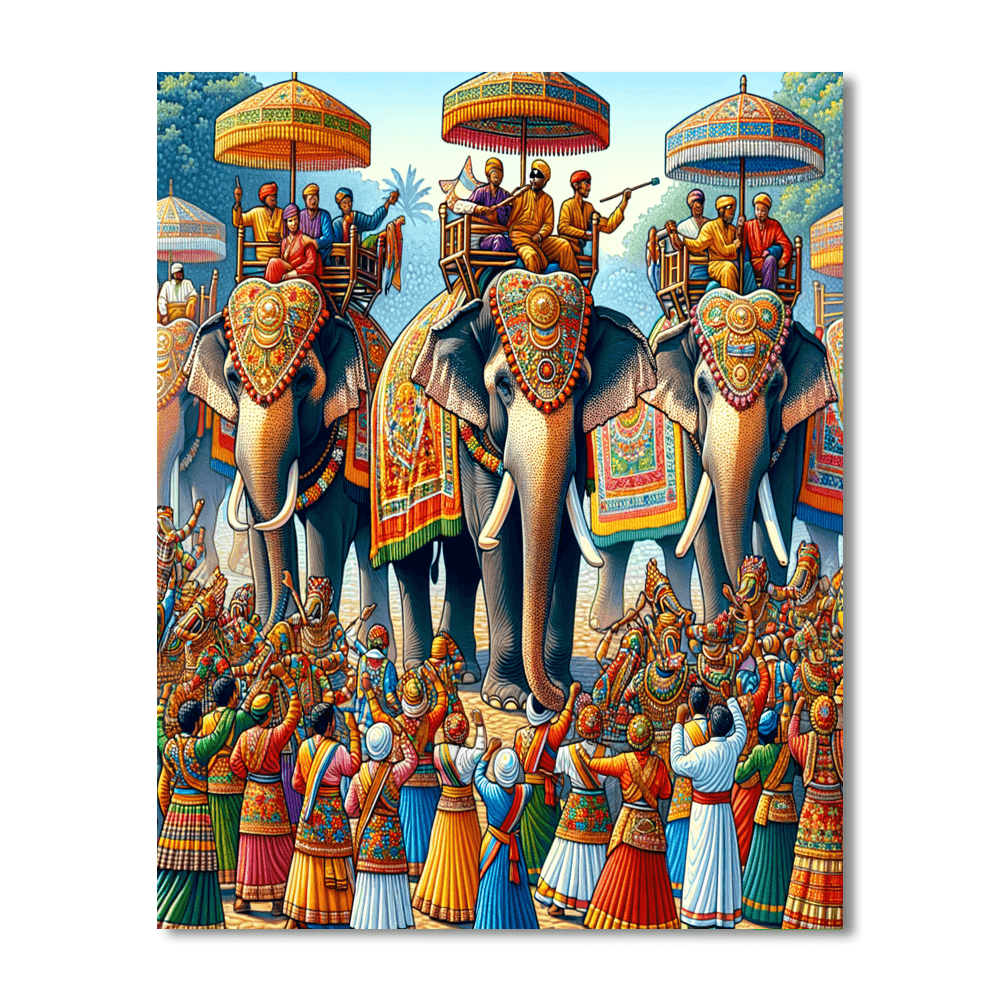 Surin Elephant Round-up - Thailand Number Painting