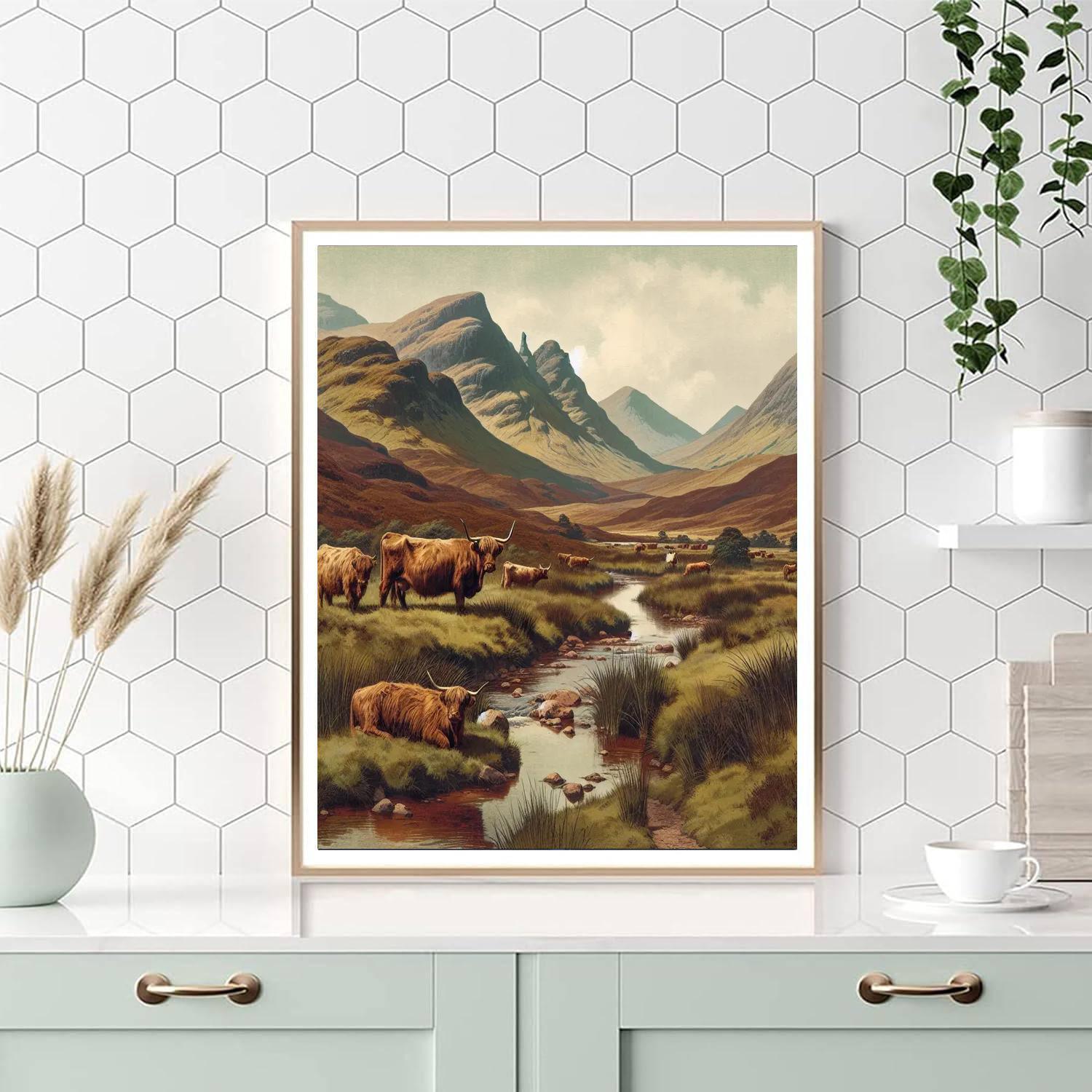 Highland Cow's Rustic Peace Paint By Number
