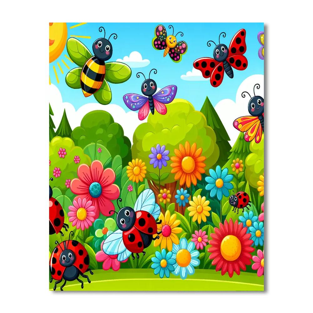 Charming Bug Bonanza Paint By Numbers Art