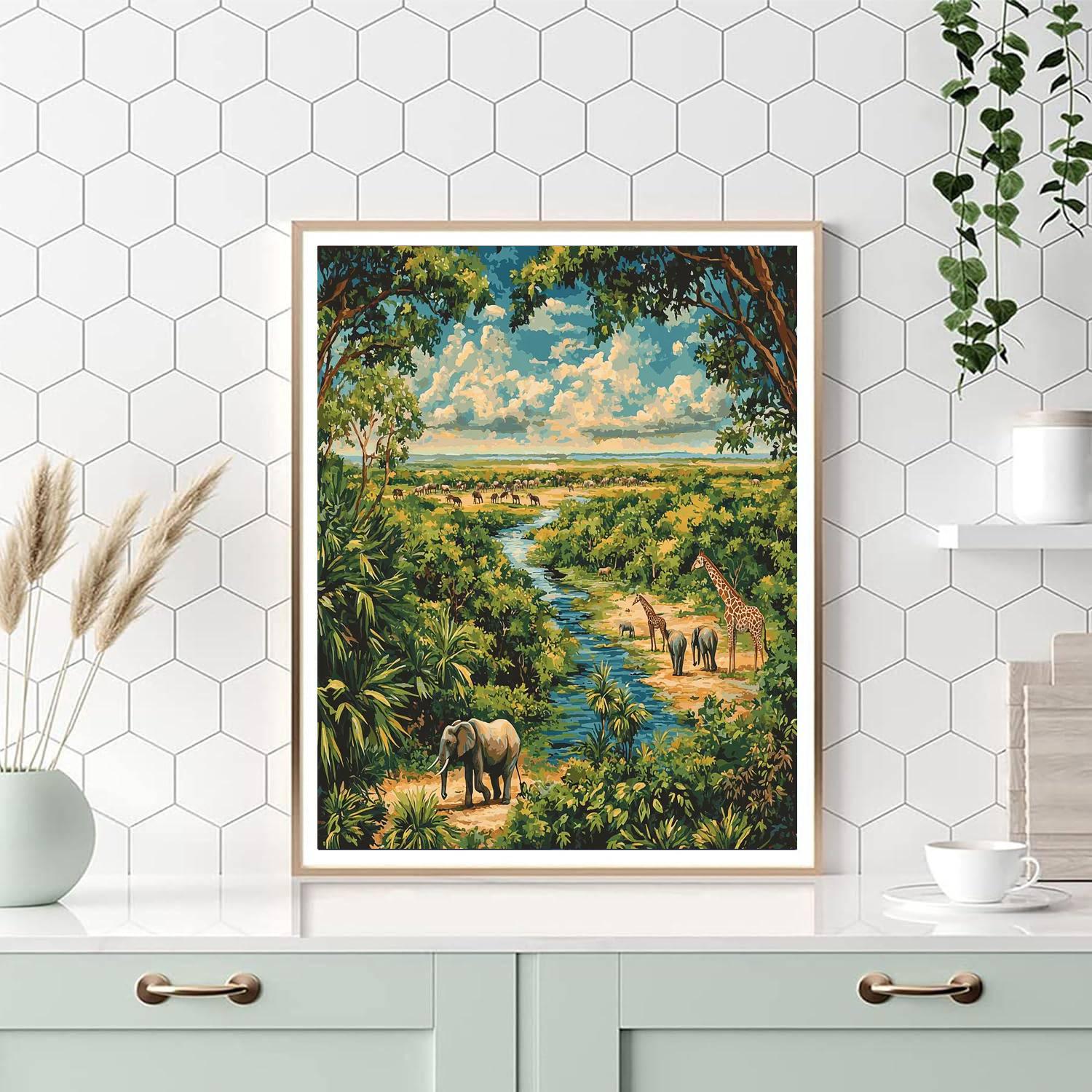 Henri Rousseau Inspired Aerial Wildlife Adventure  Paint By Number