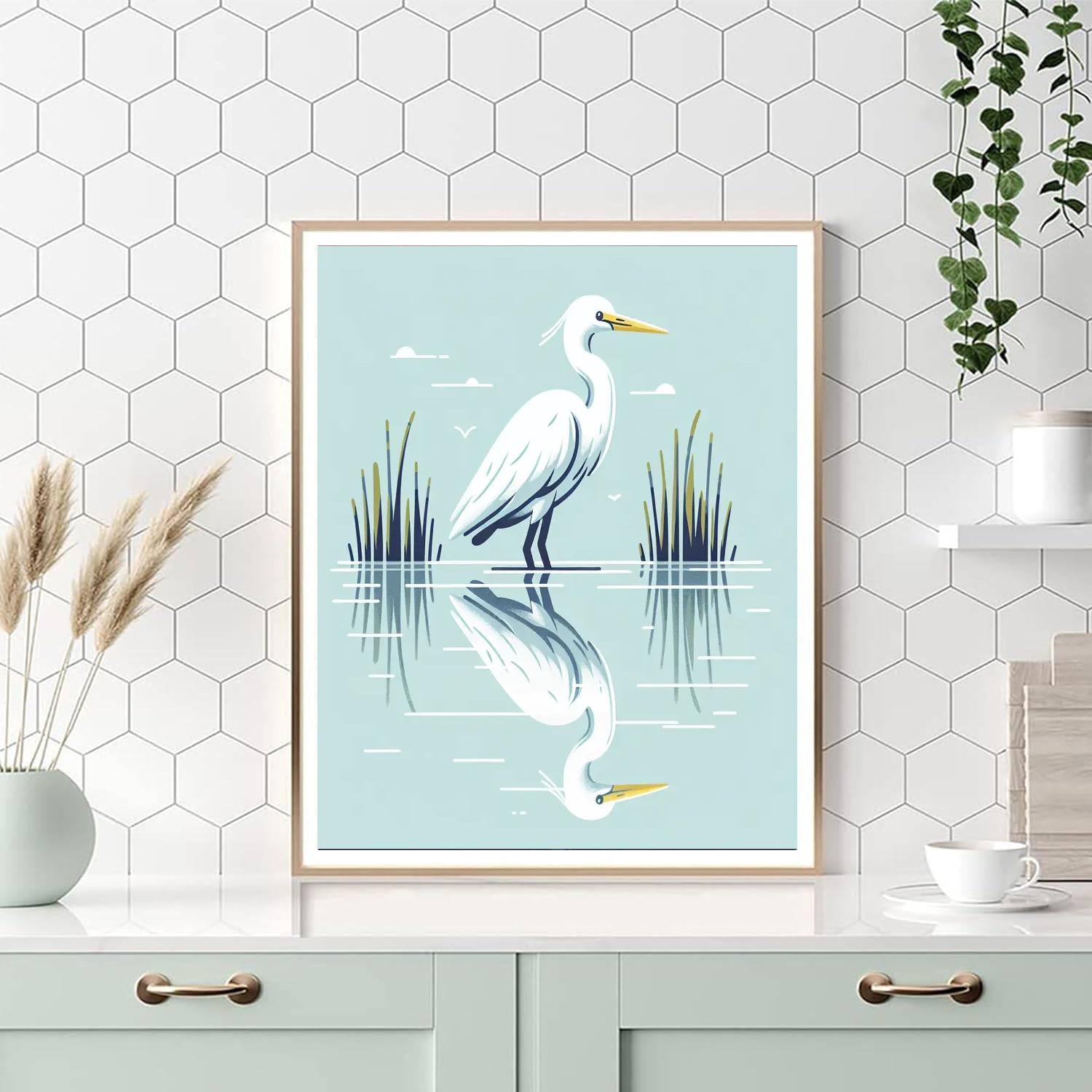 Eager Egret Paint By Numbers Art