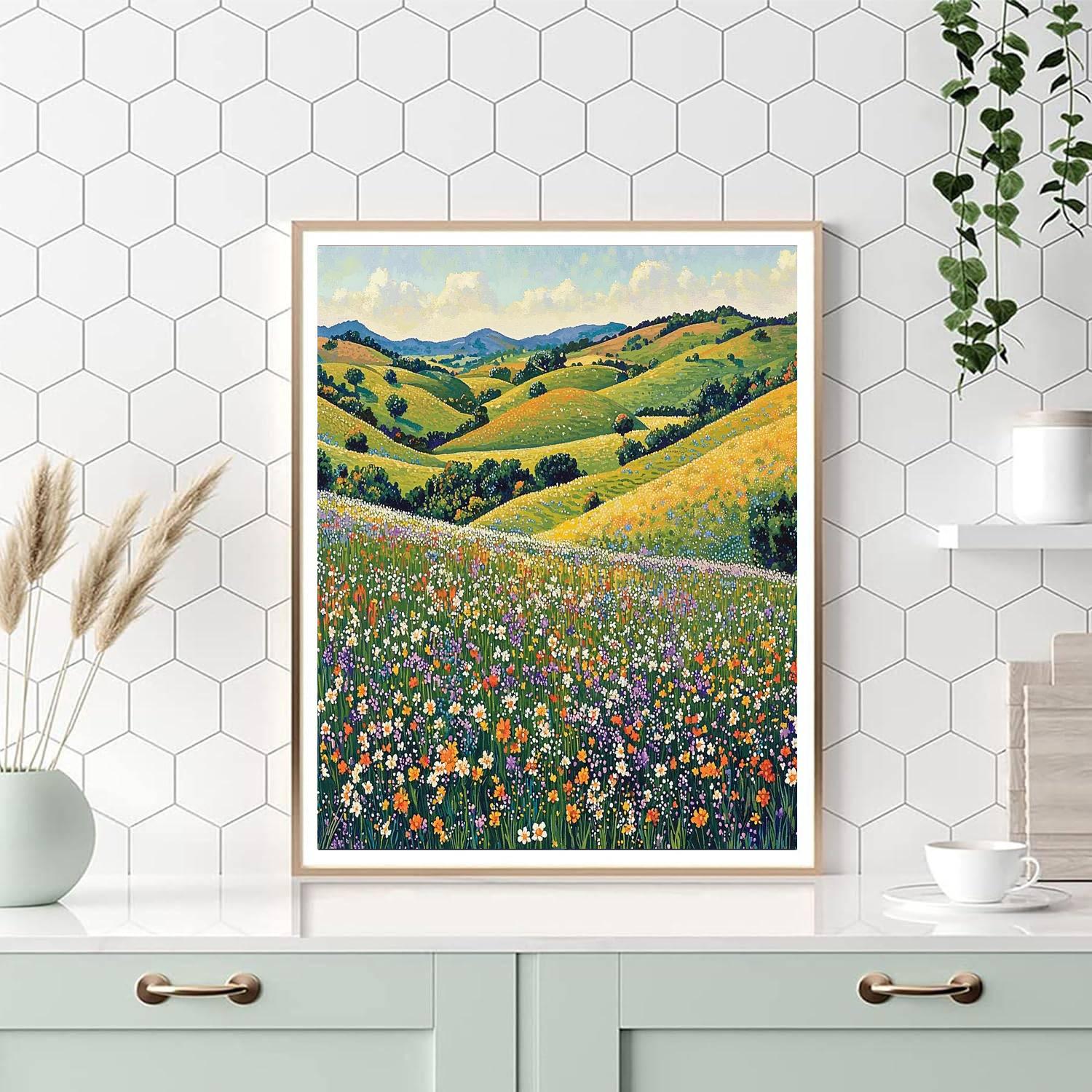 Georges Seurat Inspired Serene Abstract Fields  Number Painting