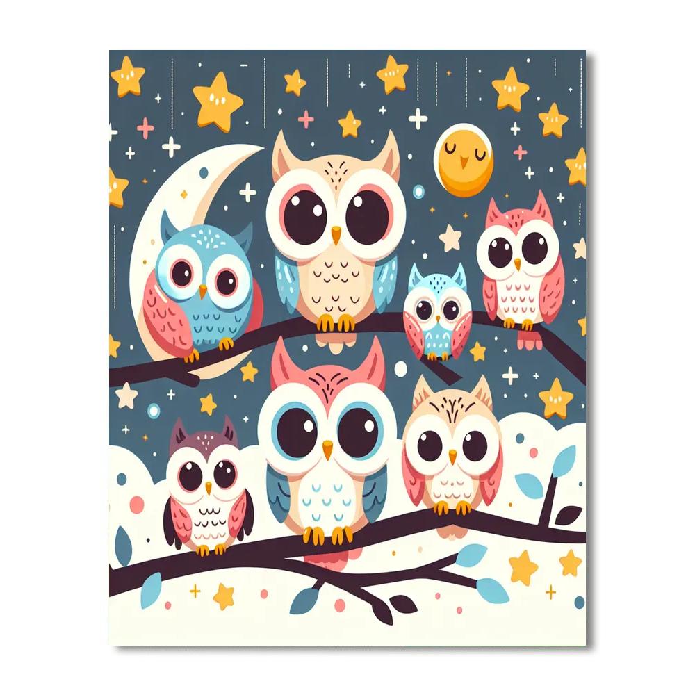 Sweet Little Owls Paint By Numbers Art