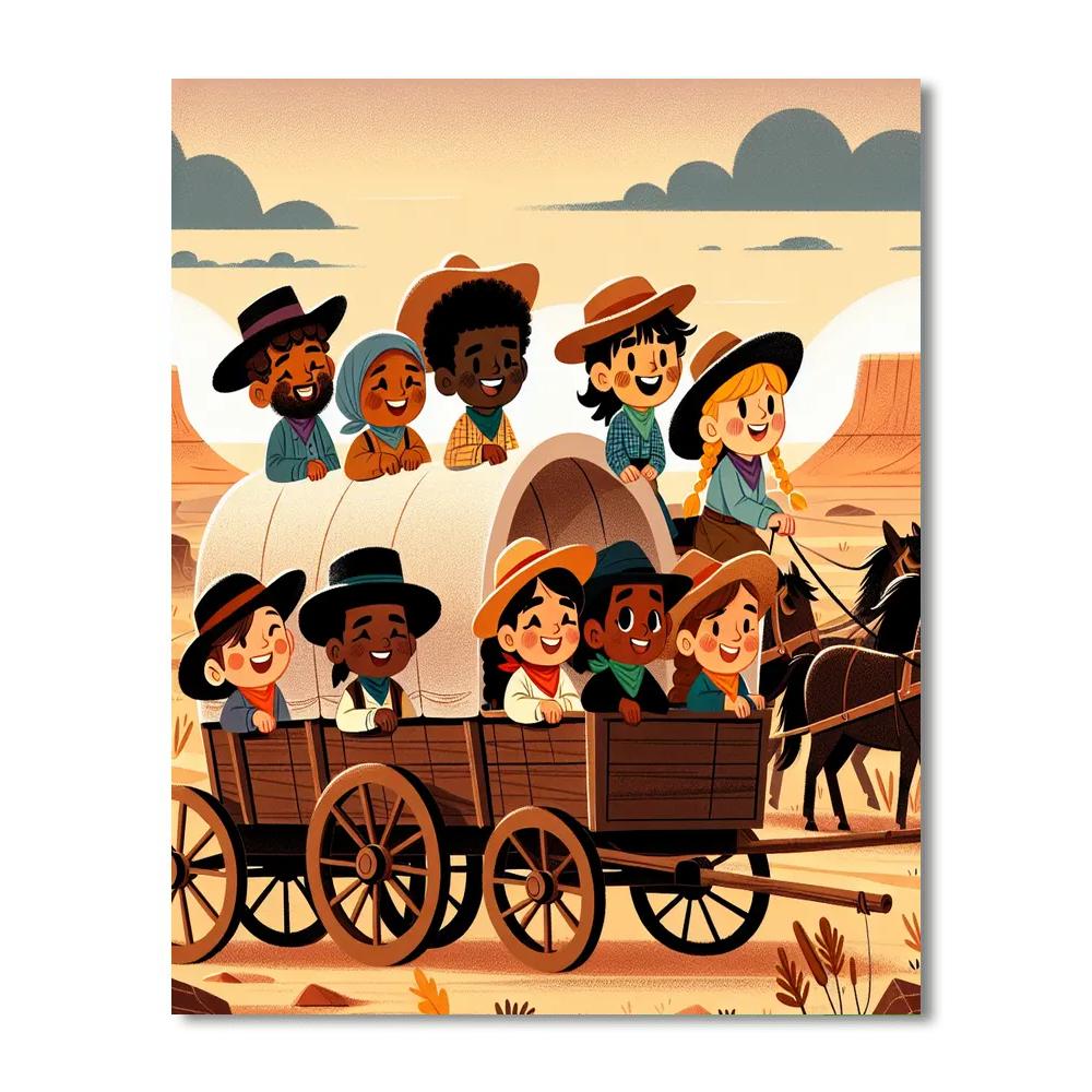 Wild West Wagon Ride Paint By Numbers Art