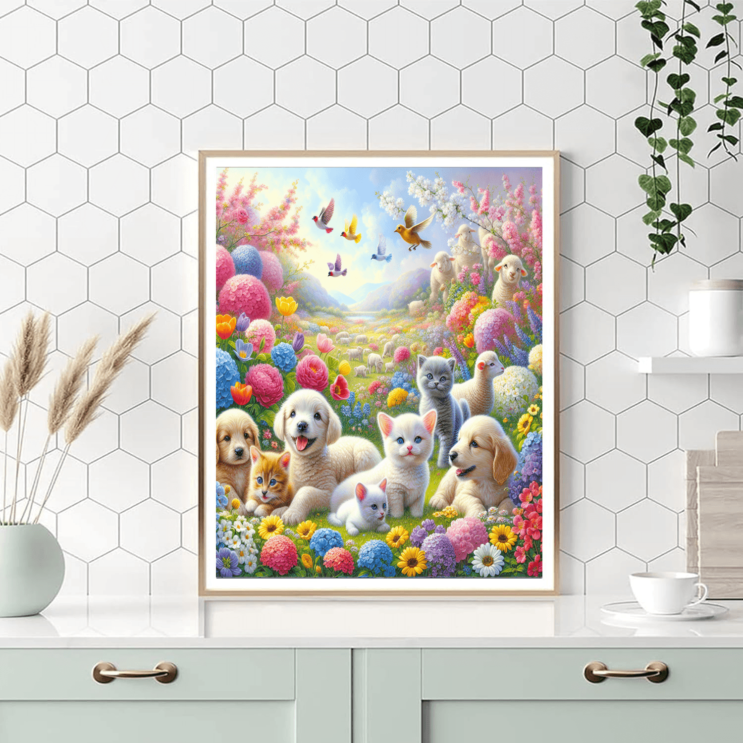 Sweet Baby Animals In Bloom Paint By Number