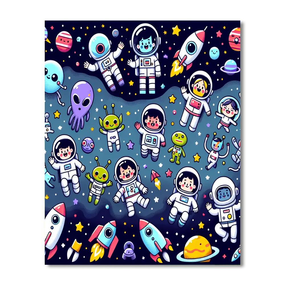 Bubbly Space Adventure Painting Number Kit