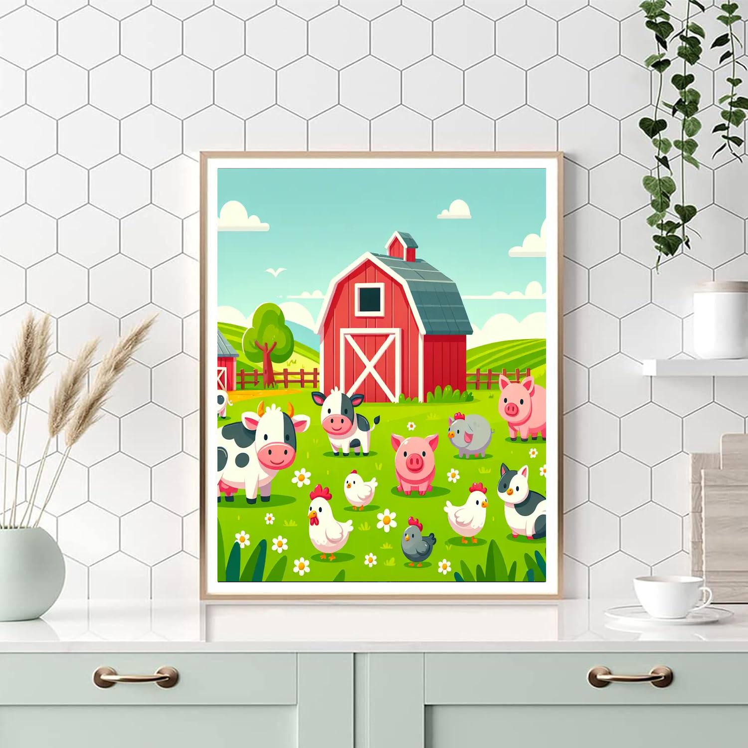Farmyard Friends Frolic Paint By Numbers Art