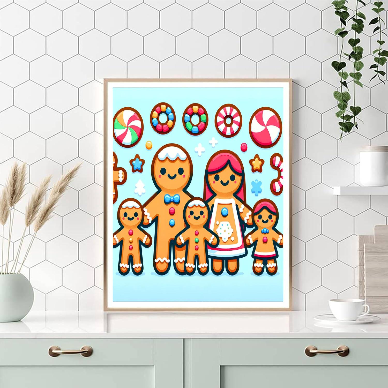 Jolly Gingerbread Family Number Painting