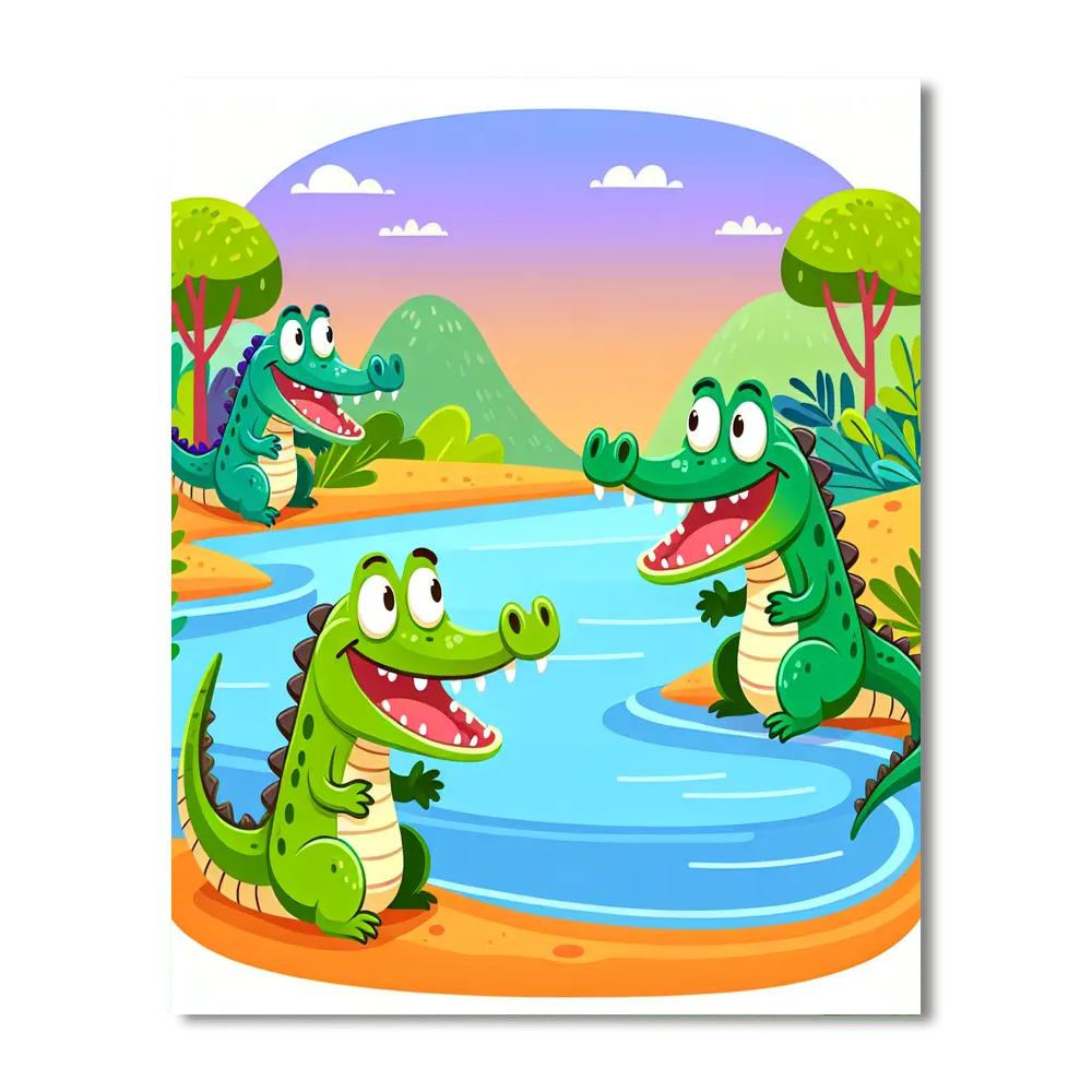 Comical Crocodile Chatter Paint By Numbers