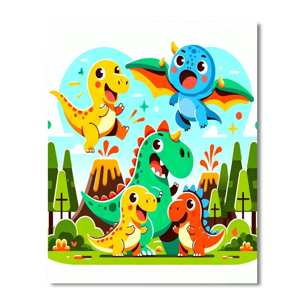 Bouncy Dinosaur Family Painting By Numbers Kit