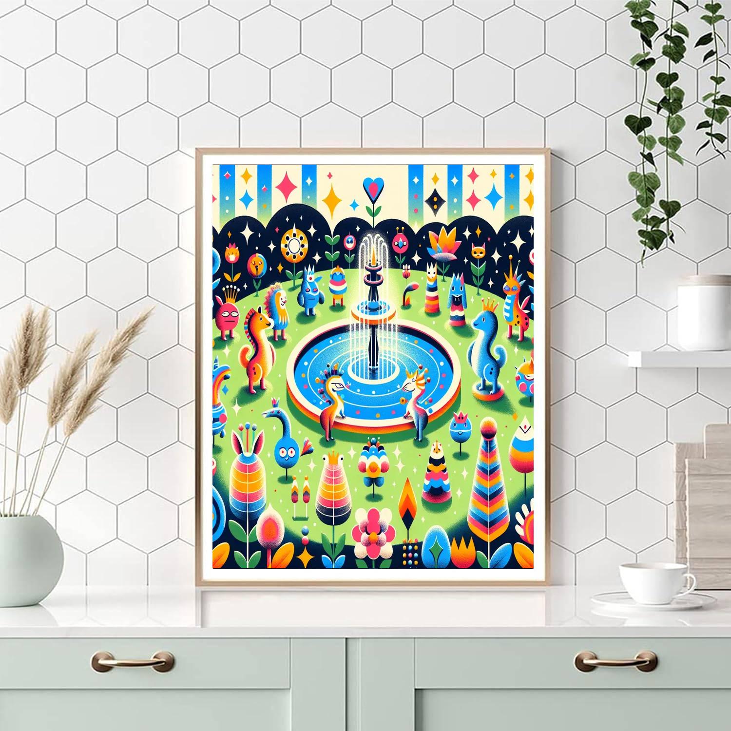 Fantasy Fountain Frolic Painting Number Kit