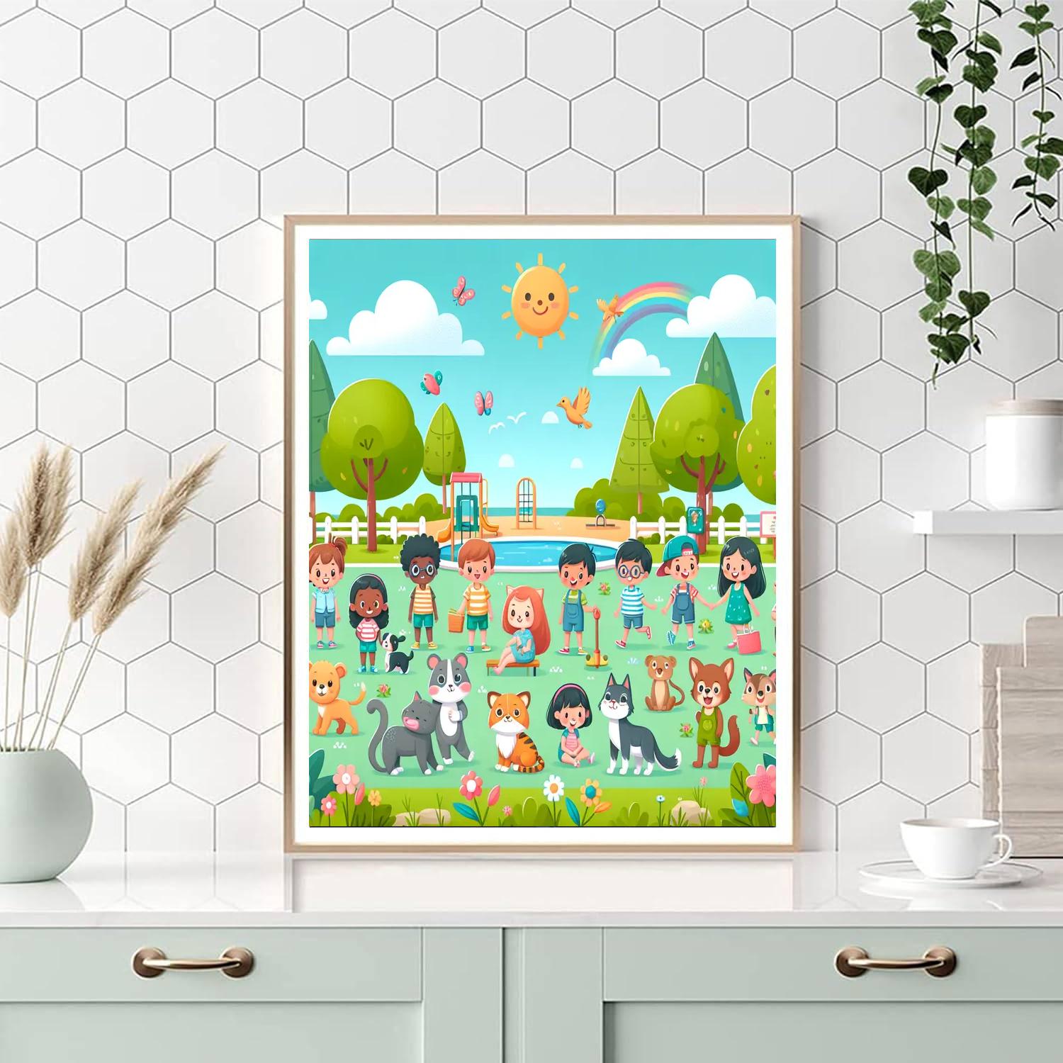 Friendly Neighborhood Park Paint By Numbers Art