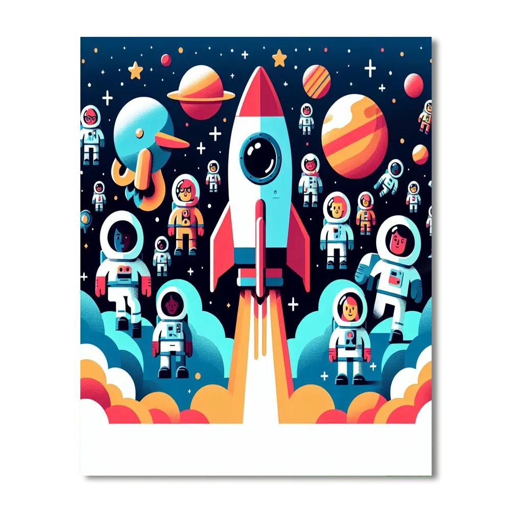 Space Rocket Blast Off Paint By Color
