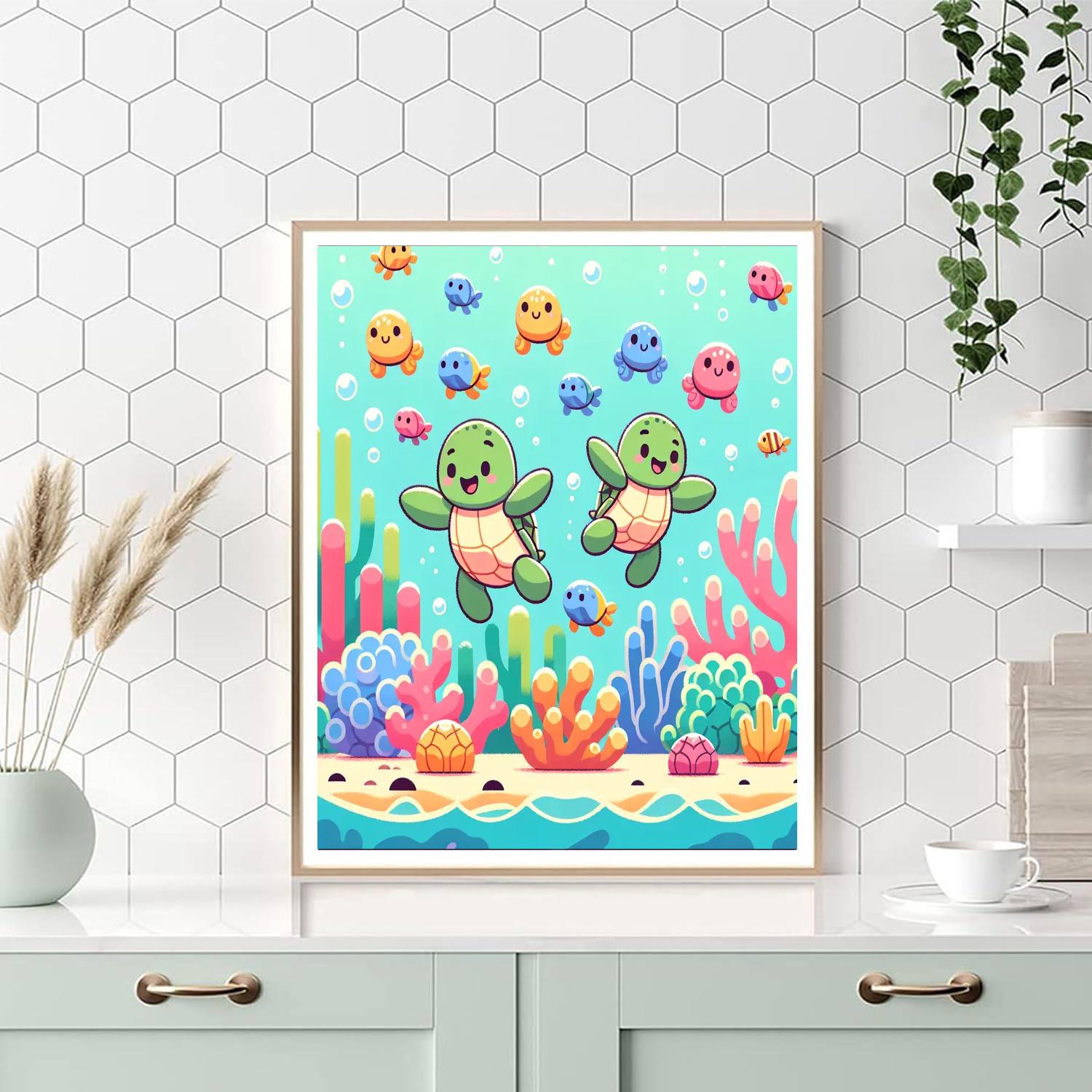 Tropical Turtle Tango Painting By Numbers Kit