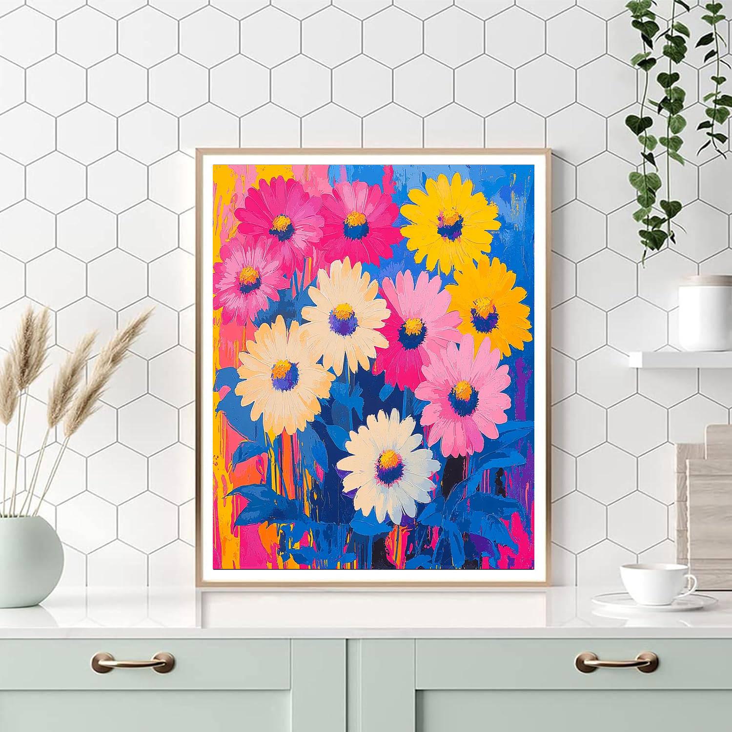 Andy Warhol Inspired Colorful Flower Explosion  Paint By Numbers Kits
