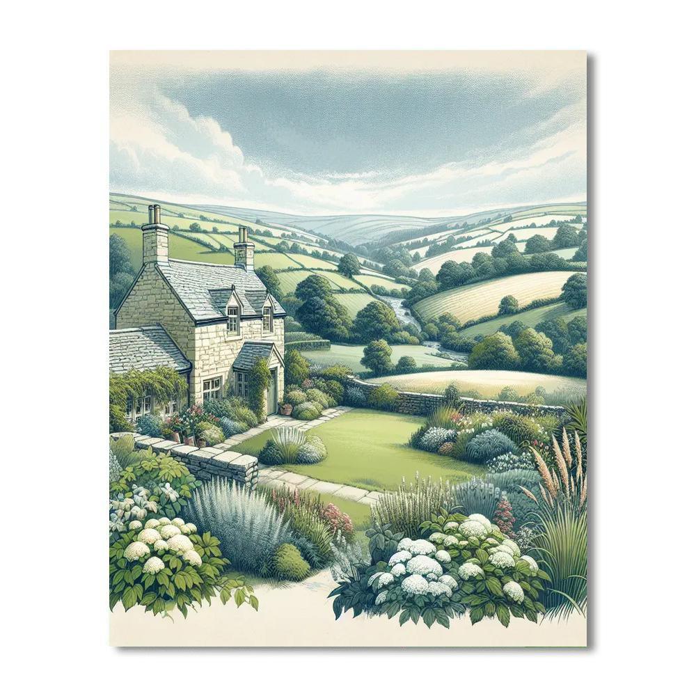 Quaint Cottage Countryside Paint By Numbers Art