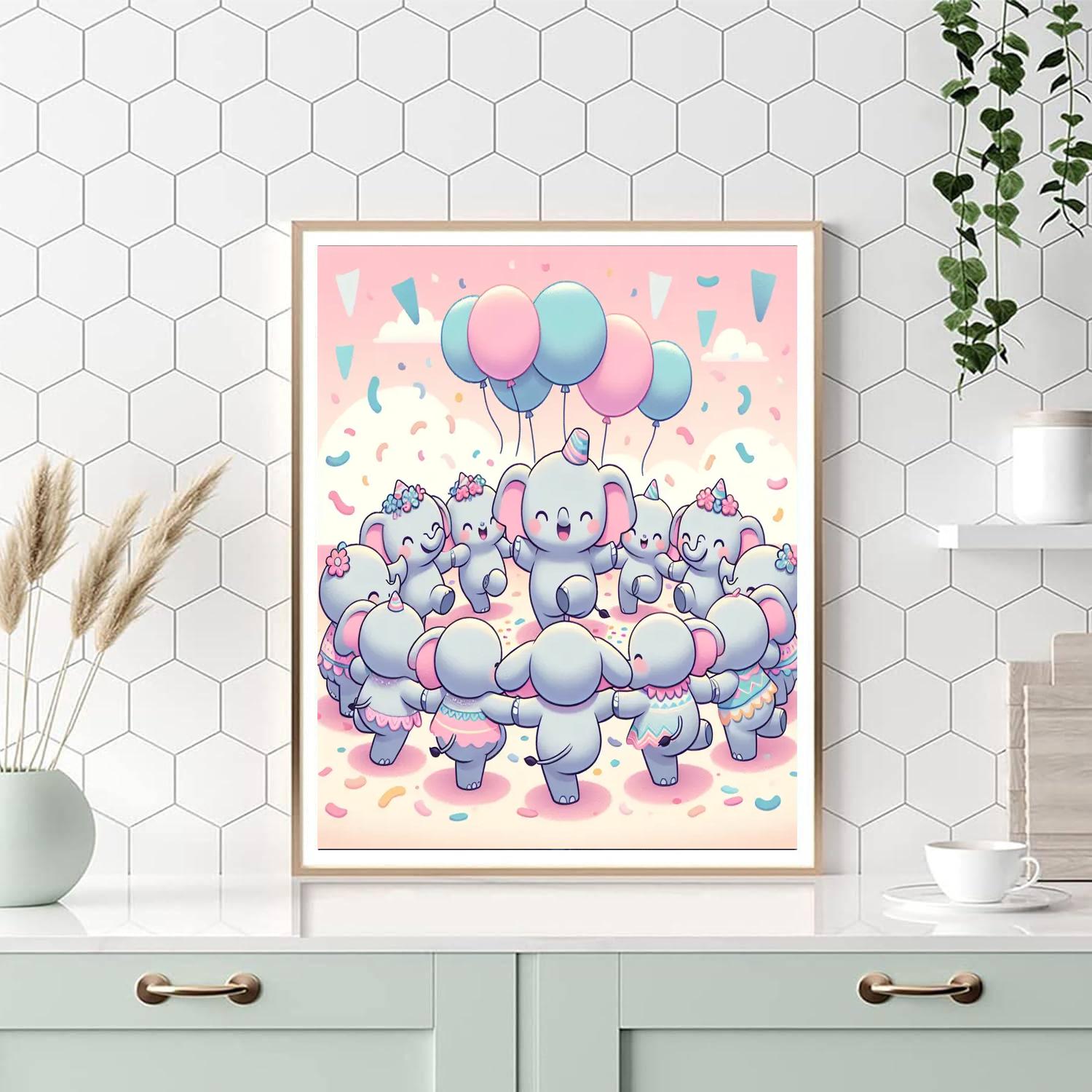 Dancing Elephants Number Painting