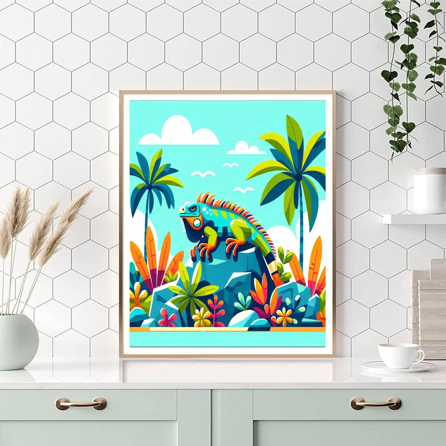 Incredible Iguana Island Painting Number Kit