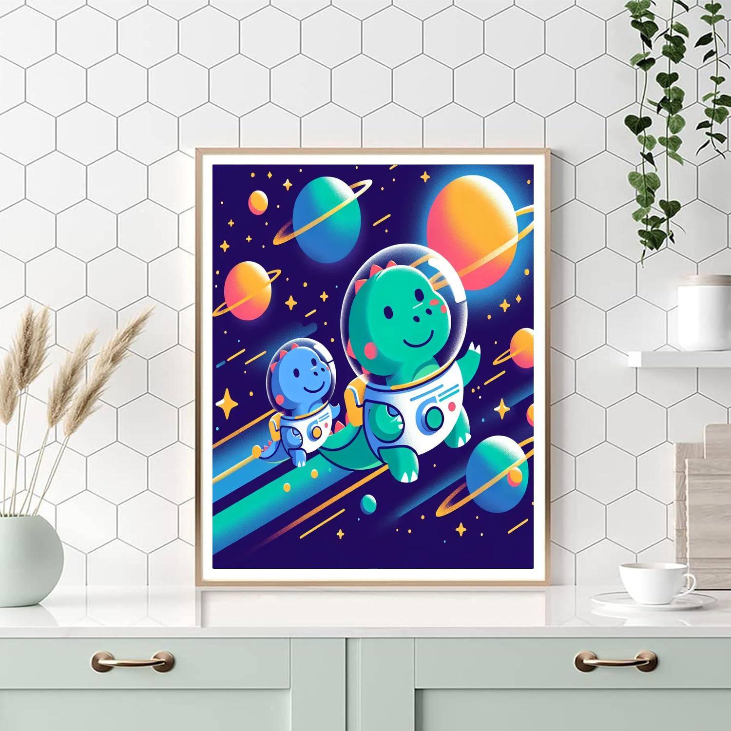 Dinosaurs In Space Paint By Number