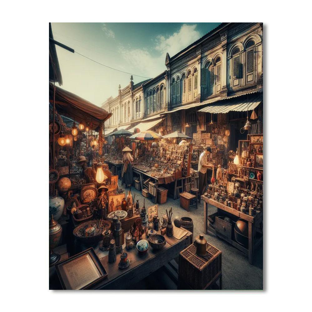 Timeless Vintage Marketplace Paint By Numbers Art