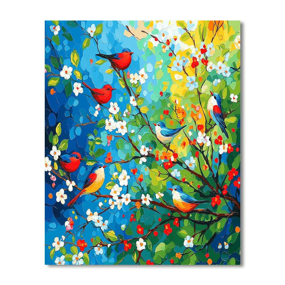 Franz Marc Inspired Vibrant Birdsong  Number Painting