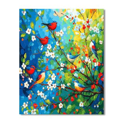 Franz Marc Inspired Vibrant Birdsong  Number Painting