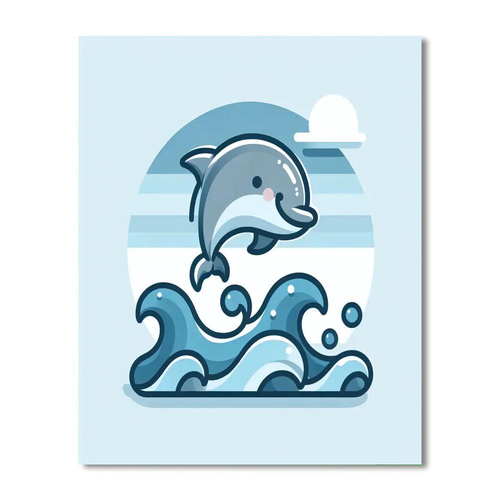 Playful Dolphin's Dance Paint By Number
