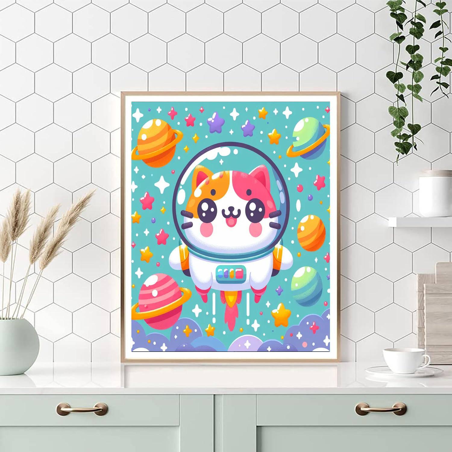 Funky Space Explorer Cat Numbered Painting Kits