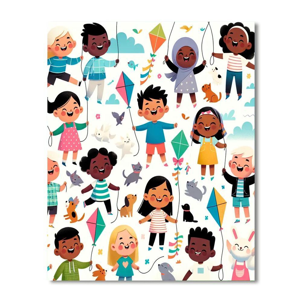 Colorful Kite Flying Day Paint By Numbers Art