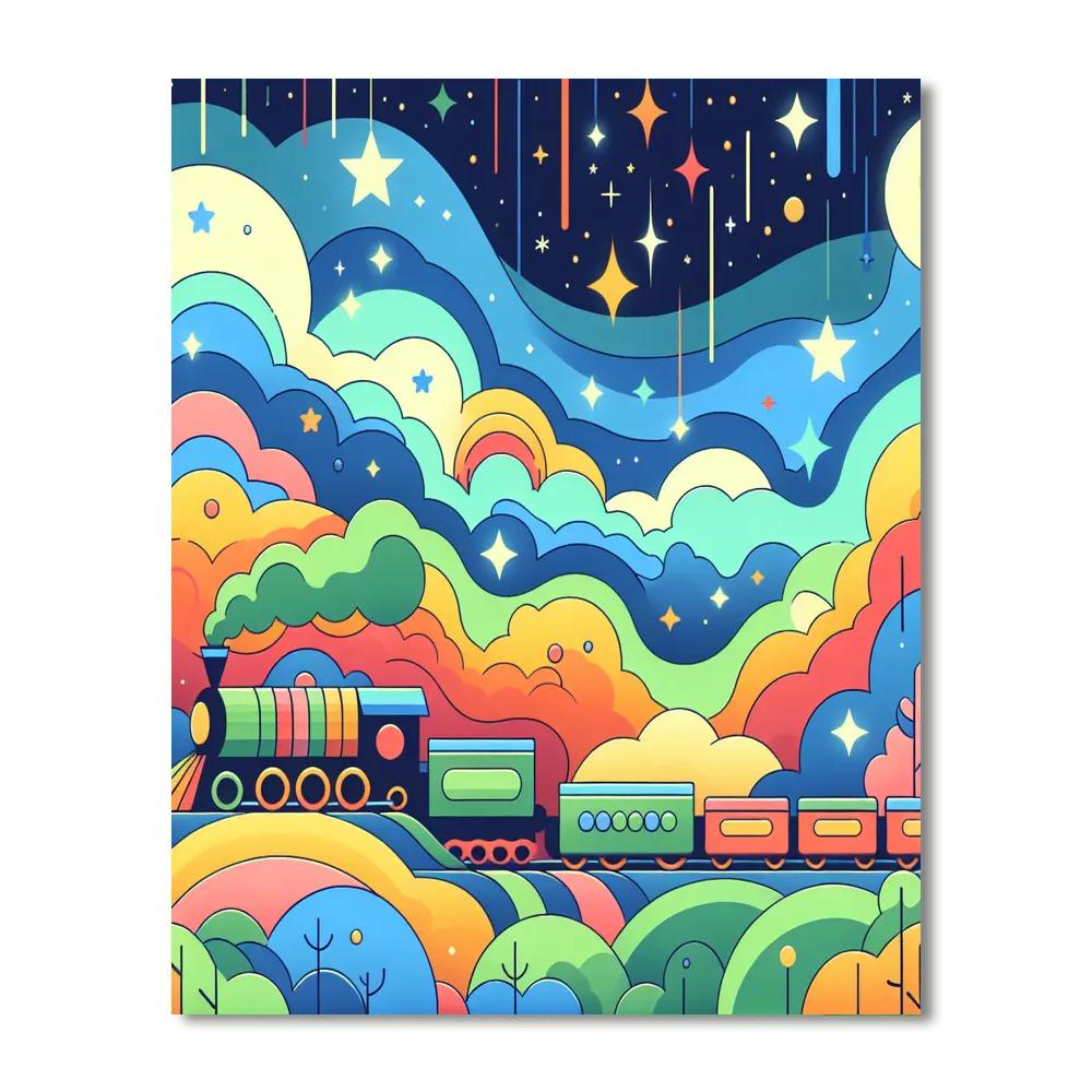 Dreamland Train Ride Number Painting