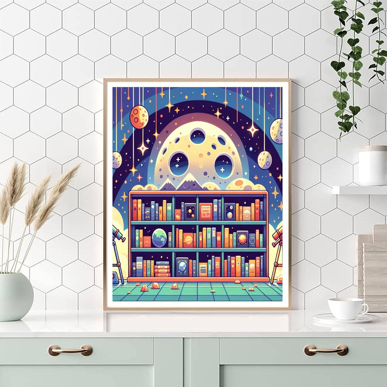 Lunar Library Paint By Numbers Art