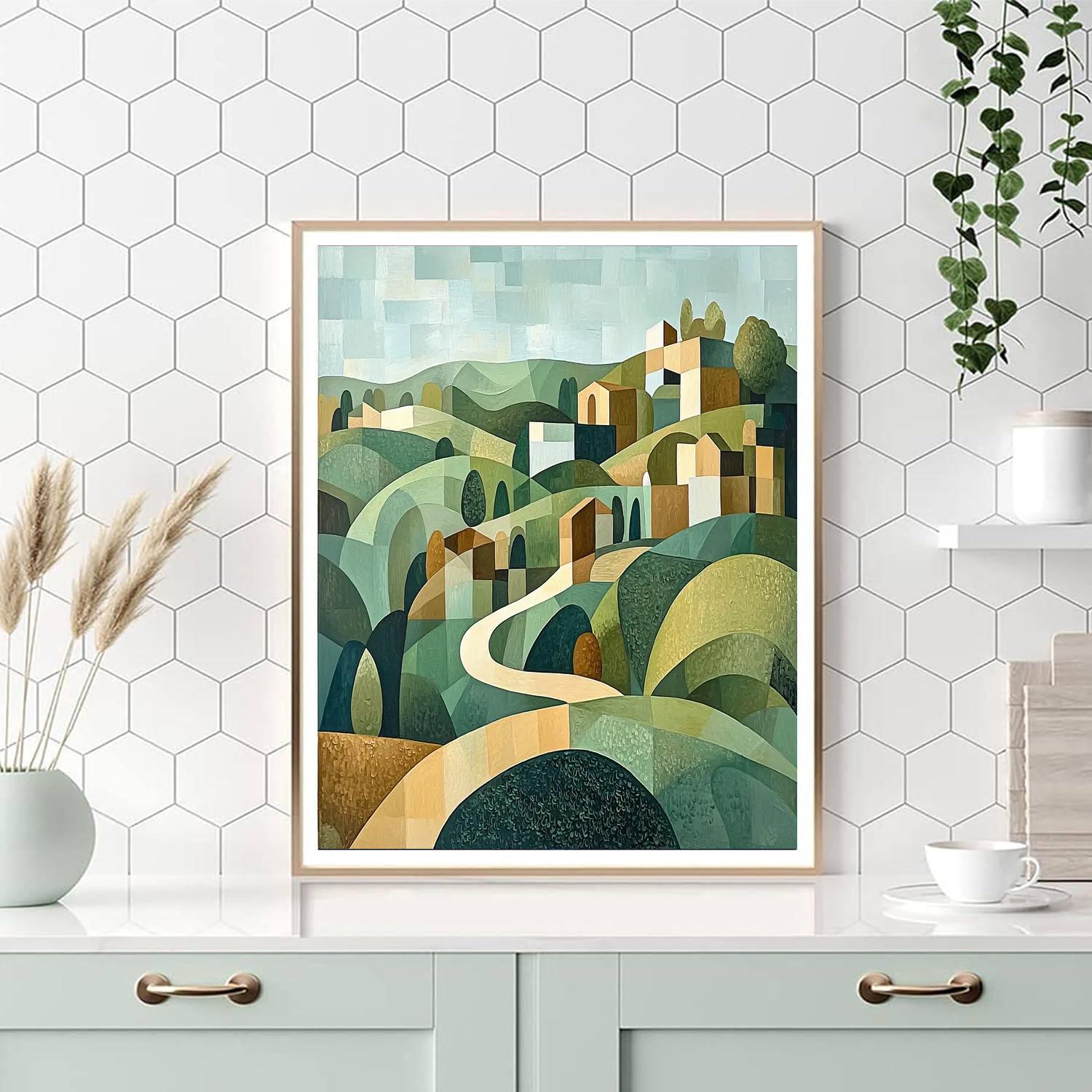 Pablo Picasso Inspired Cubist Landscape  Paint By Color