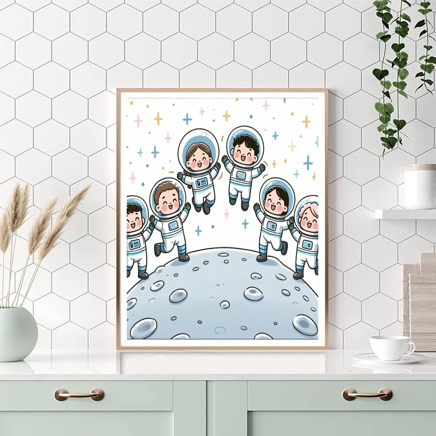 Astronauts' Moon Party DIY Paint By Numbers