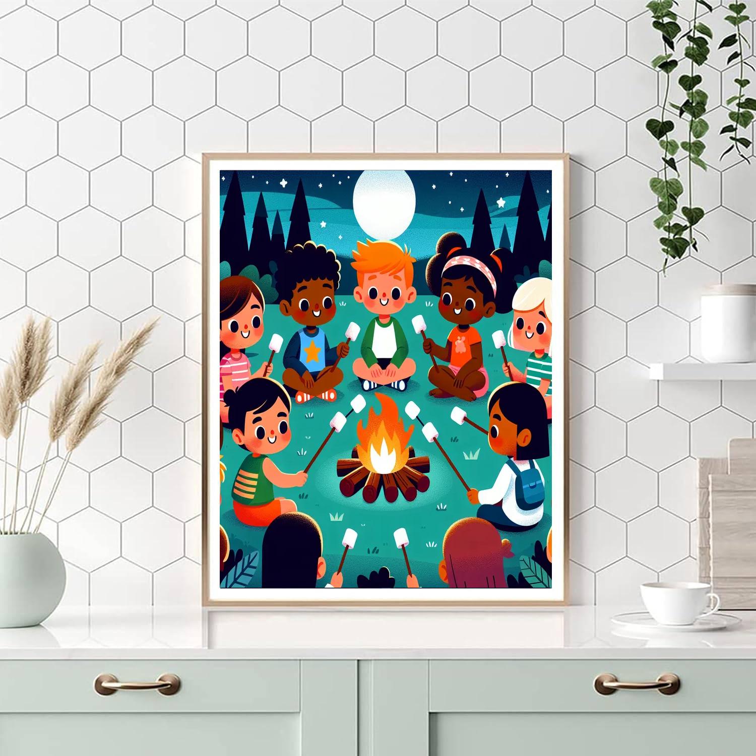 Dreamy Starry Night Campout Paint By Numbers Art