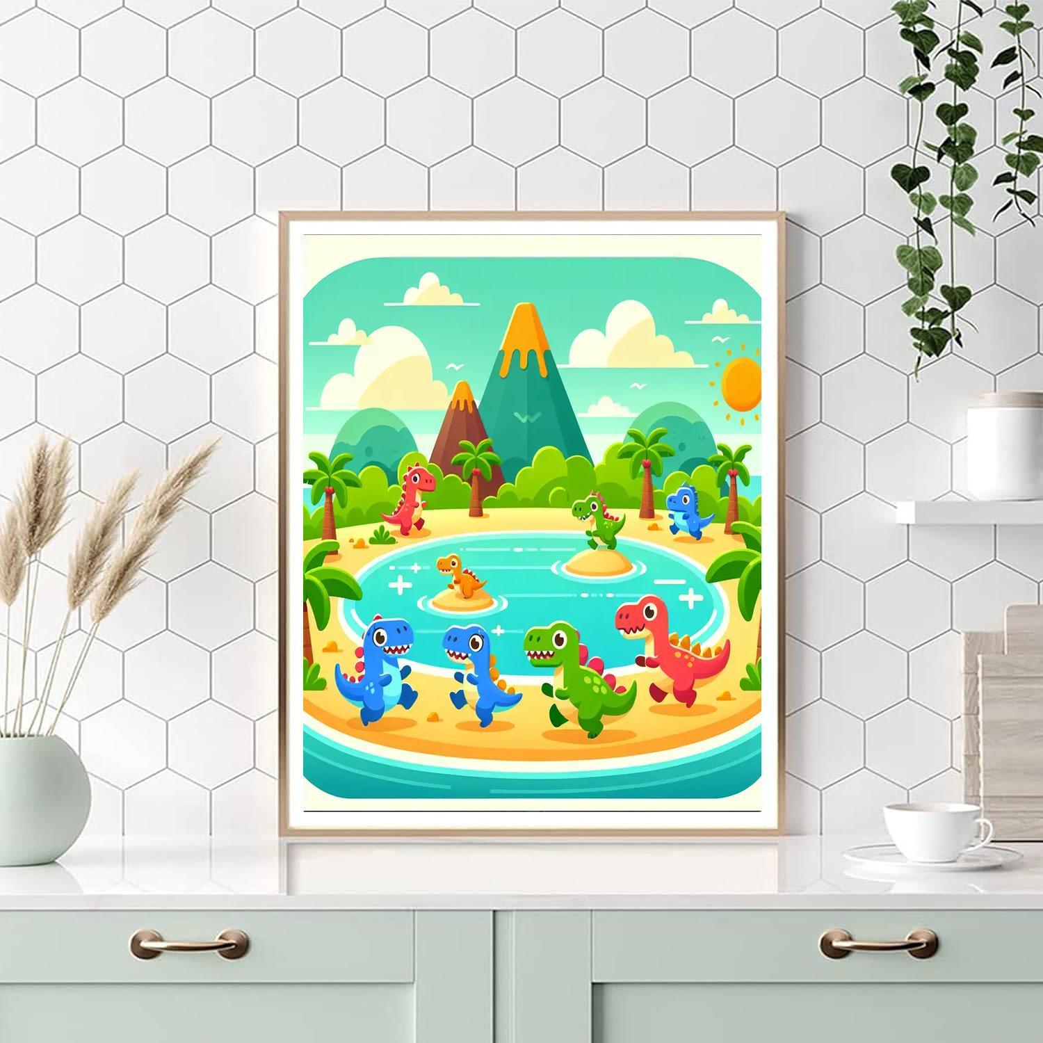 Adventure On Dino Island Paint By Numbers Kits