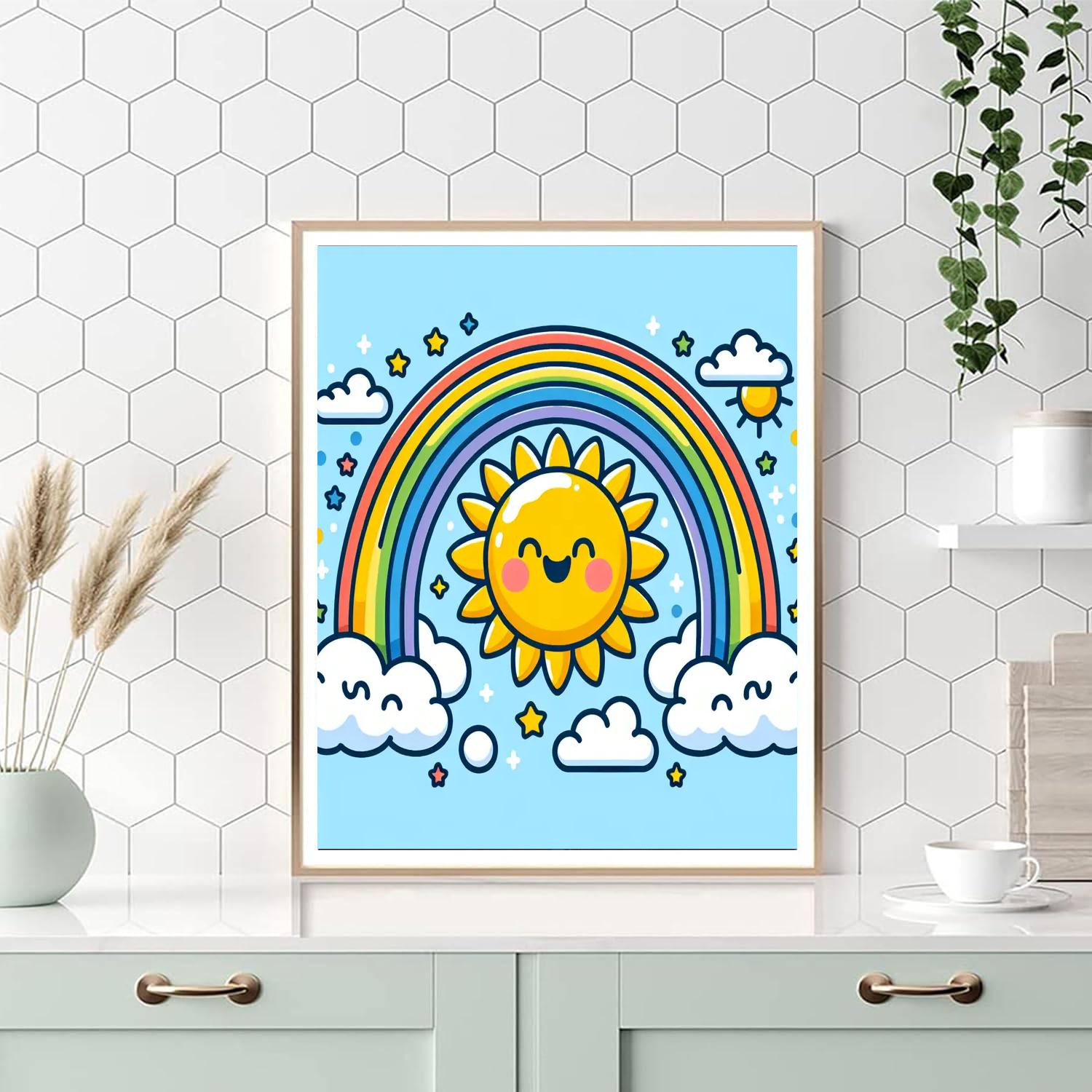 Cheerful Sun And Clouds Numbered Painting Kits