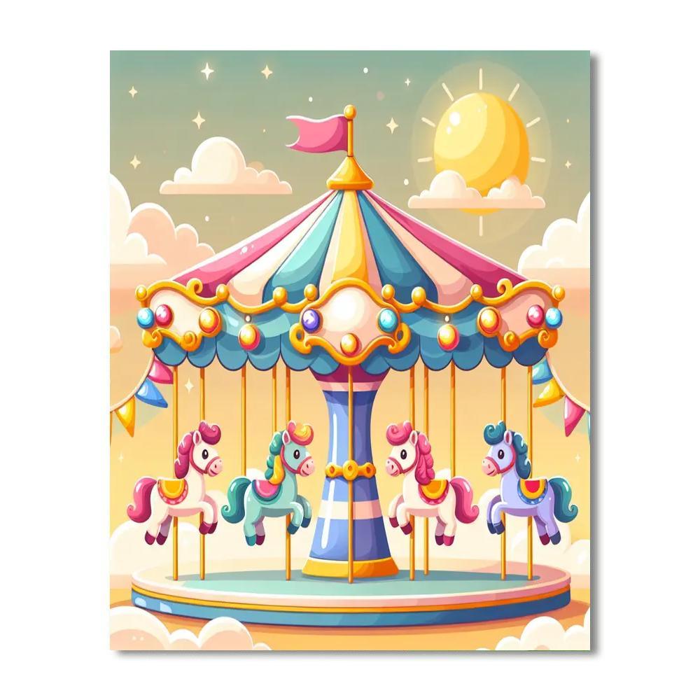 Lively Carousel Painting By Numbers Kit