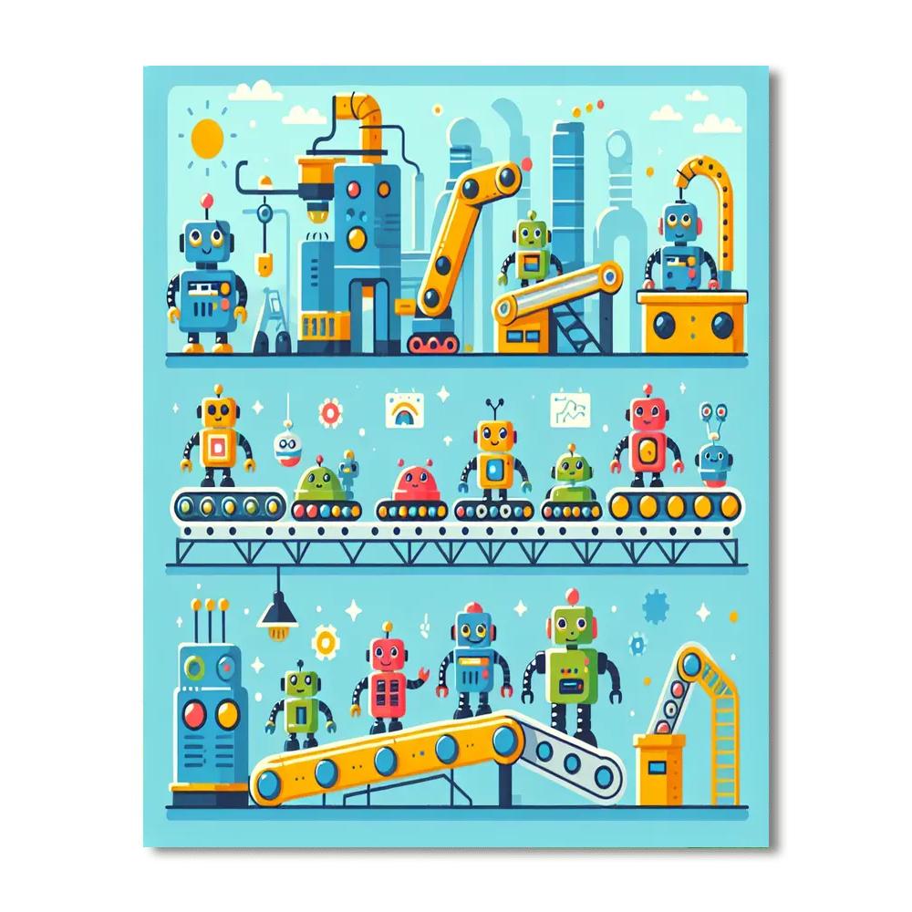 Quirky Robot Factory Painting Number Kit