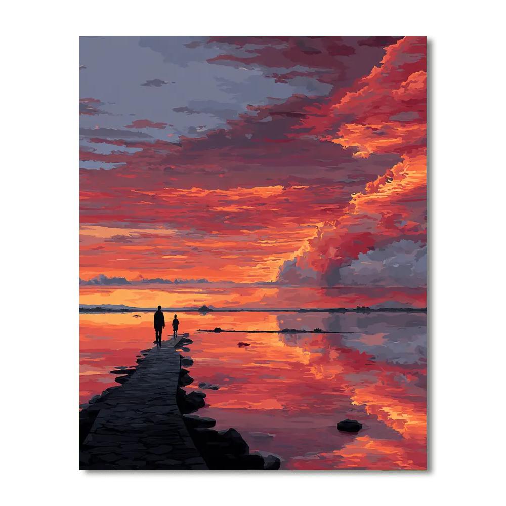 Crimson Evening Walk Numbered Painting Kits