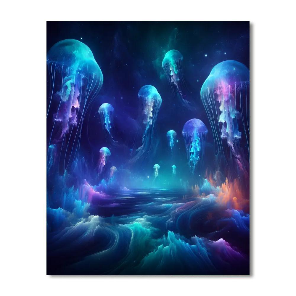 Cosmic Jellyfish Dance Painting Number Kit