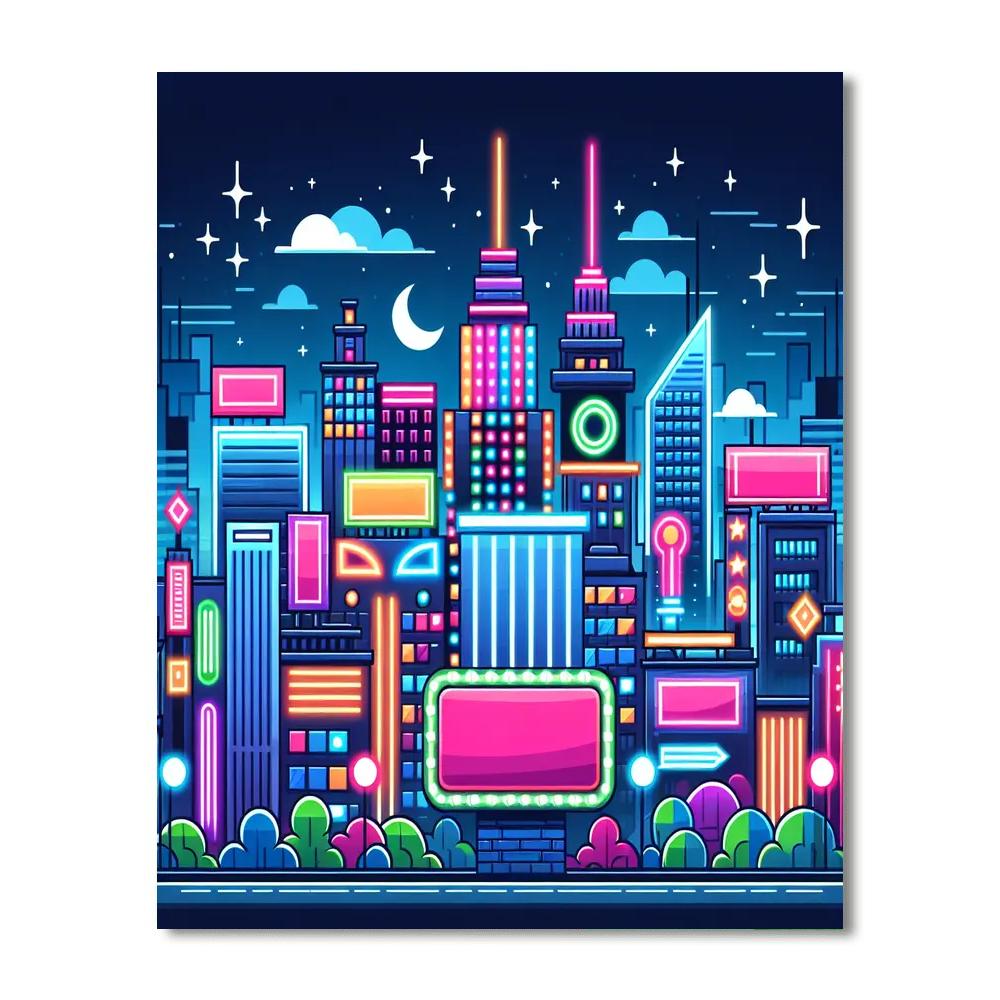 Neon Nightscape Paint By Numbers Art