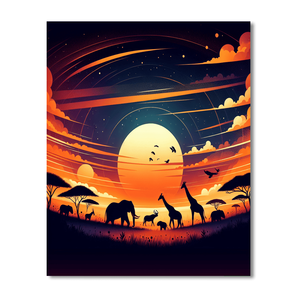 Captivating Safari Sunset Painting Number Kit