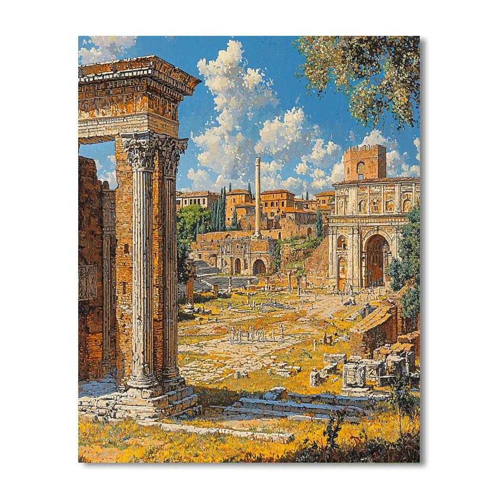 Panini Inspired Time Traveler's City  Number Painting