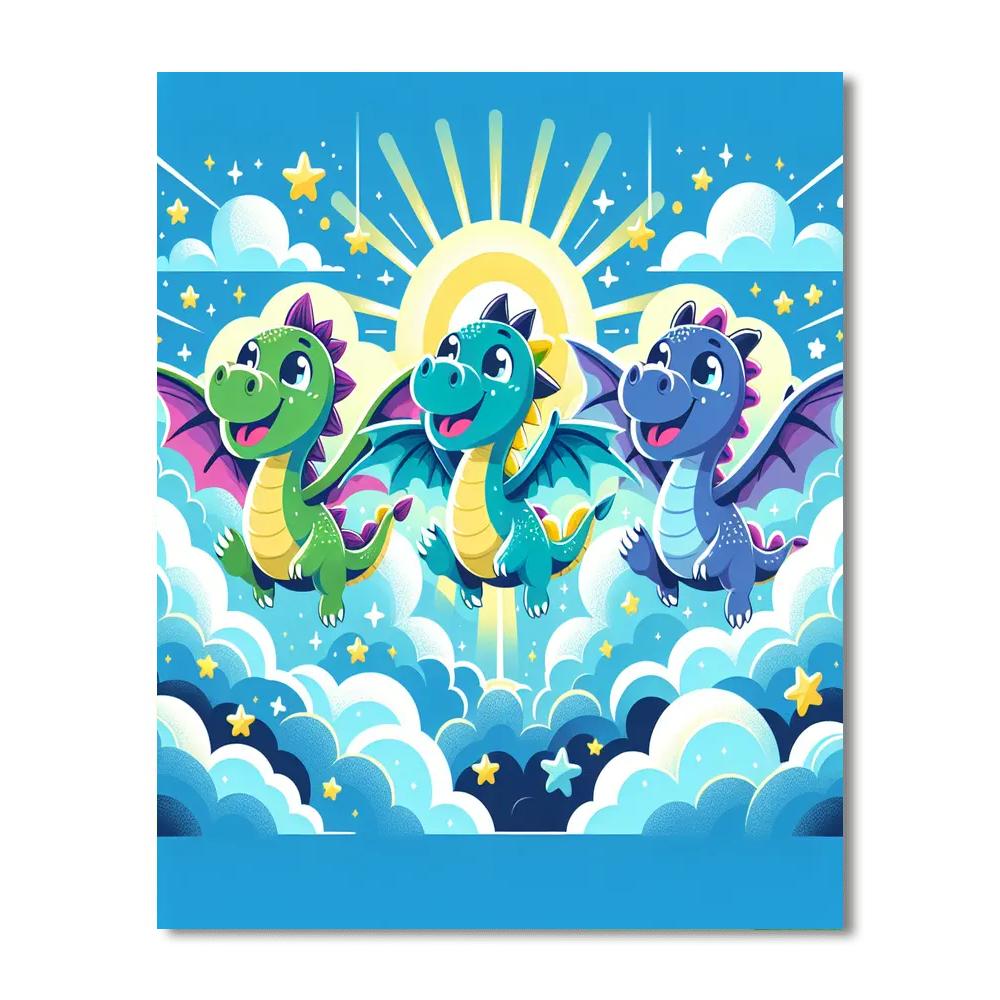 Joyful Dragon Friends Numbered Painting Kits