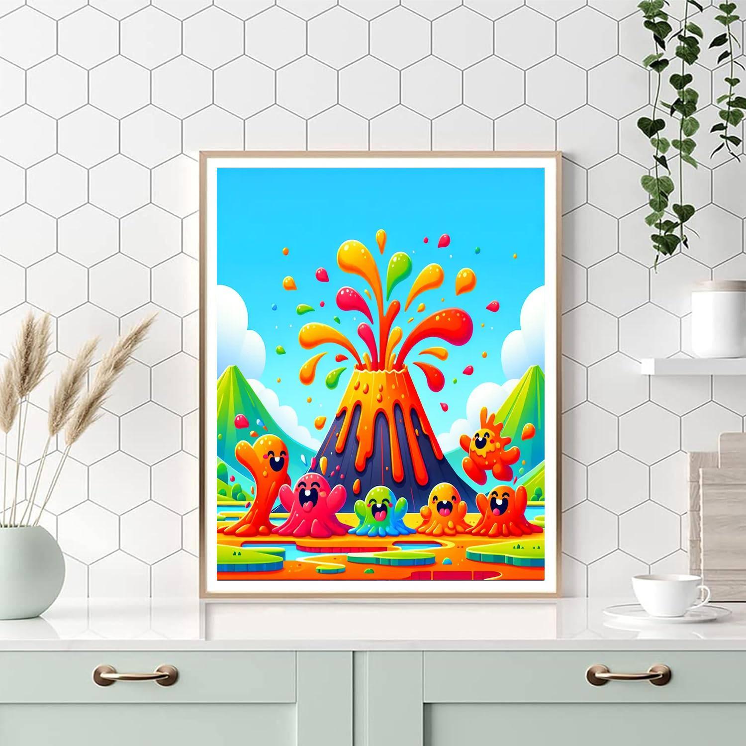 Vibrant Volcano Adventure Number Painting