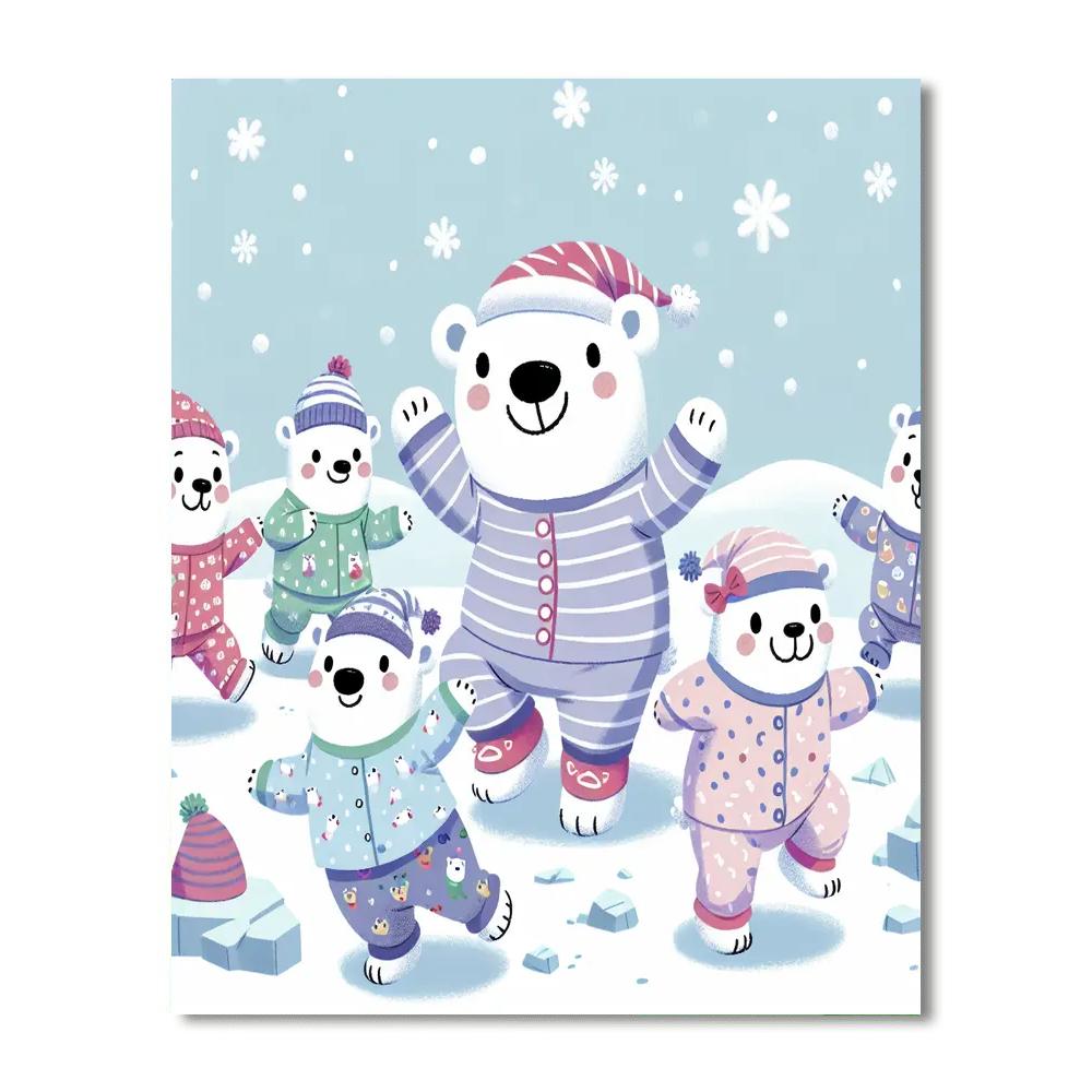 Polar Bear Pajama Party Number Painting