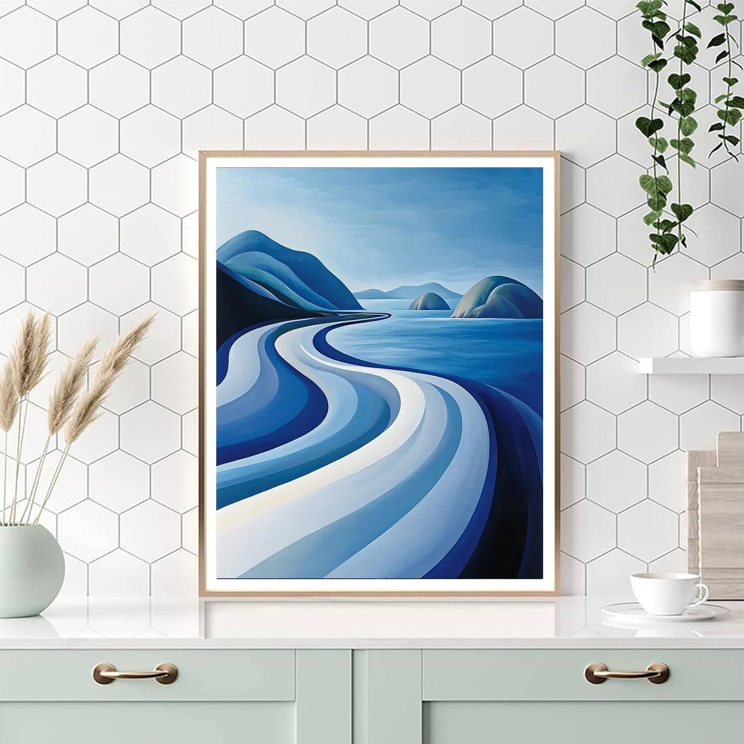 Barbara Hepworth Inspired Sculptural Coastal Serenity  DIY Paint By Numbers